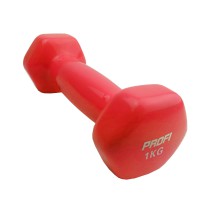 Гантель з вініловим покриттям M 0289, 1кг Червоний