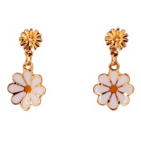 Дитячі сережки "Fashion ромашки" T24626 біло-жовтий