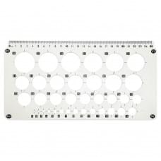 Лінійка-трафарет "Окружності" AS-0246, К-9060м d=1-36 мм, 25 см, білий