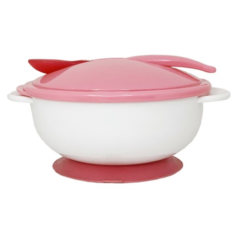 Тарілка на присосці з термоложкою та кришкою MGZ-0101(Pink) 250 мл