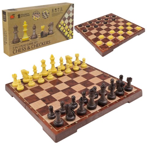 Набір настільних ігор "Магнітні шахи, шашки" 2 в 1 2458, 30,5х30,5х2 см