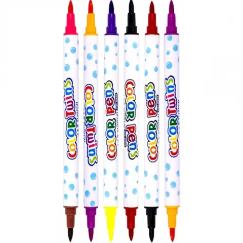 Набір двоколірних фломастерів 6 штук 12 кольорів 8059-12 в пластиковому боксі