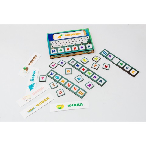 Дерев'яна іграшка-сортер "Абетка комп'ютер" Puz-73913, 32 карточки