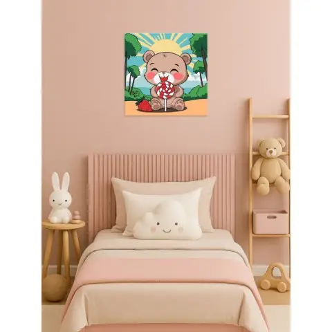 Картина за номерами "Літо. Ведмедик і льодяник" ©art_selena_ua KHO1265, 25х25 см