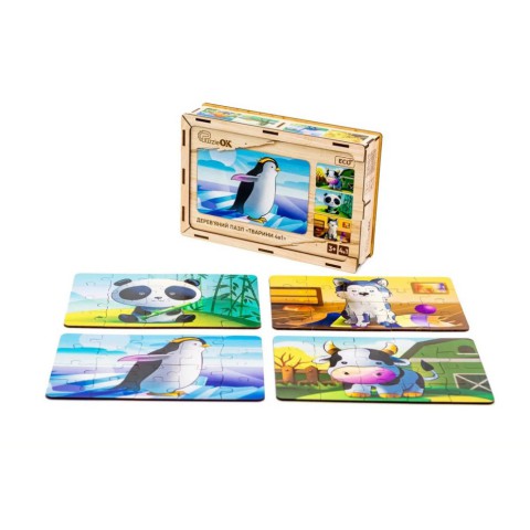 Дитячий дерев'яний Тварини 4 в 1 Puz-10369, 80 елементів