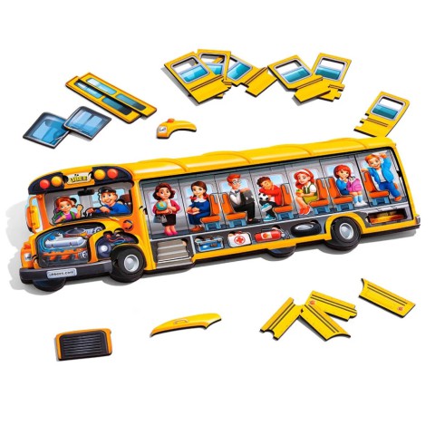 Дерев'яний пазл-вкладиш "Шкільний автобус" (ПСД270) PSD270