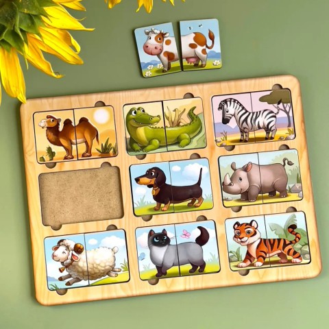 Дерев'яний пазл-сортер "Дивовижні звірятка" Ubumblebees (ПСД162) PSD162, 9 тваринок