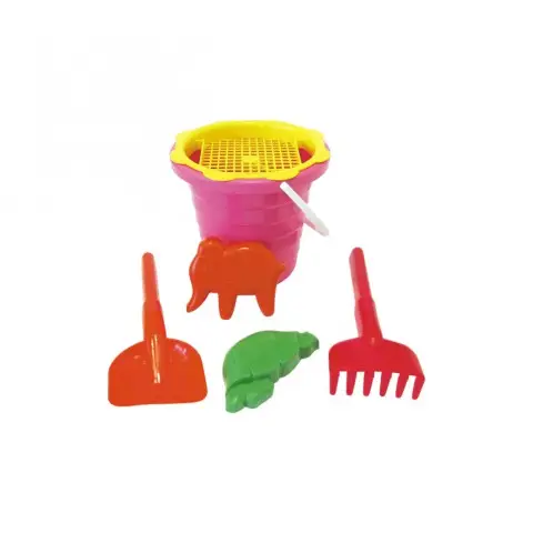 Пісочний набір "Великий" Mtoys S0004 лопатка, граблі та дві пасочки Рожевий