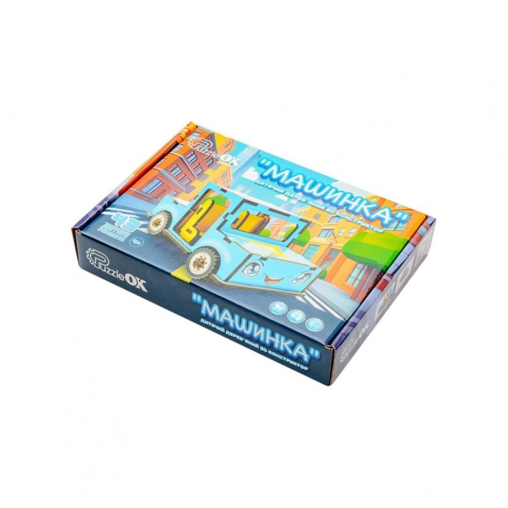 Дитячий дерев'яний 3D конструктор "Машинка" Puz-00930, 43 деталі
