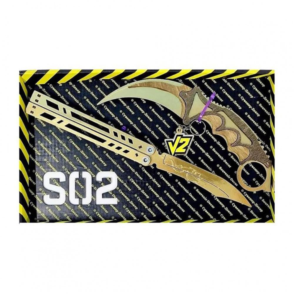 Набір ножів сувенірних дерев'яних SO-2 "МЕТЕЛЬ LEGASY & КЕРАМБІТ GOLD" SO2-1-B