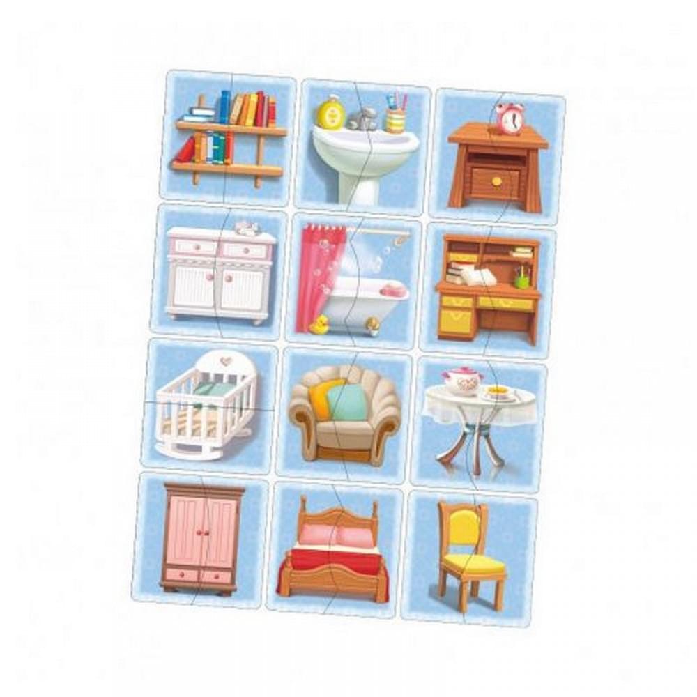 Настільна розвиваюча гра-пазл "Меблі" Ubumblebees (ПСФ072) PSF072, 12 картинок-половинок