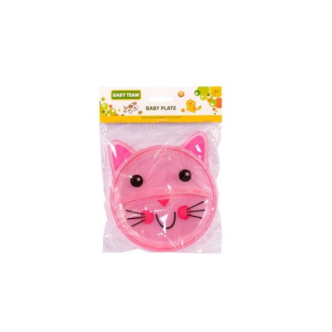 Дитяча секційна тарілочка "Кіт" 6000_кіт_рожевий