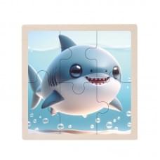 Дитячий дерев'яний пазл-вкладиш "Акула" MD 1509-8, 6 елементів 9,8 х 9,8 х 0,4 см