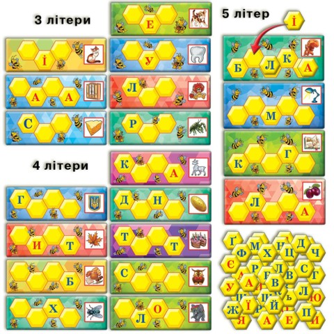 Дитяча настільна гра "Склади слово з бджілками" 82609 укр. мовою