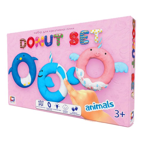 Набір для креативного ліплення TM Moon Light Clay Donut Set ANIMALS легкий стрибаючий пластилін - РУС 70088