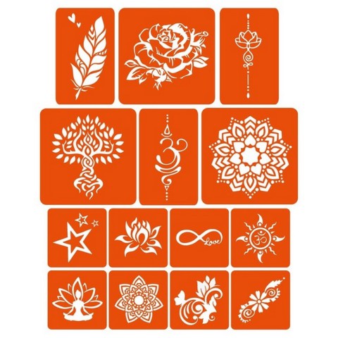 Набір кольорової хни з трафаретами для біо-тату №4 color-henna-set-04