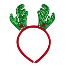 Новорічний обідок "Оленячі ріжкит" 2511(Green) 16,5х14,5 см