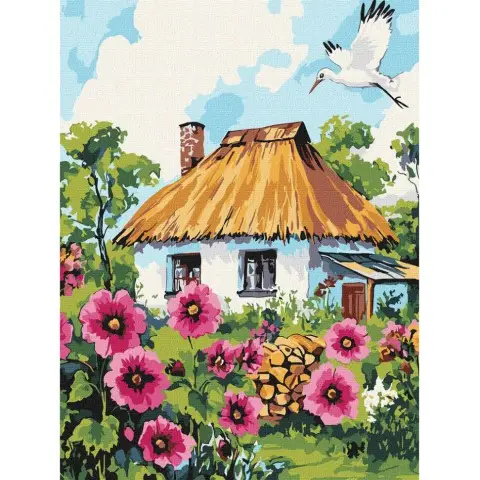 Картина за номерами "Мальви біля хати" ©art_selena_ua KHO6407, 30x40 см