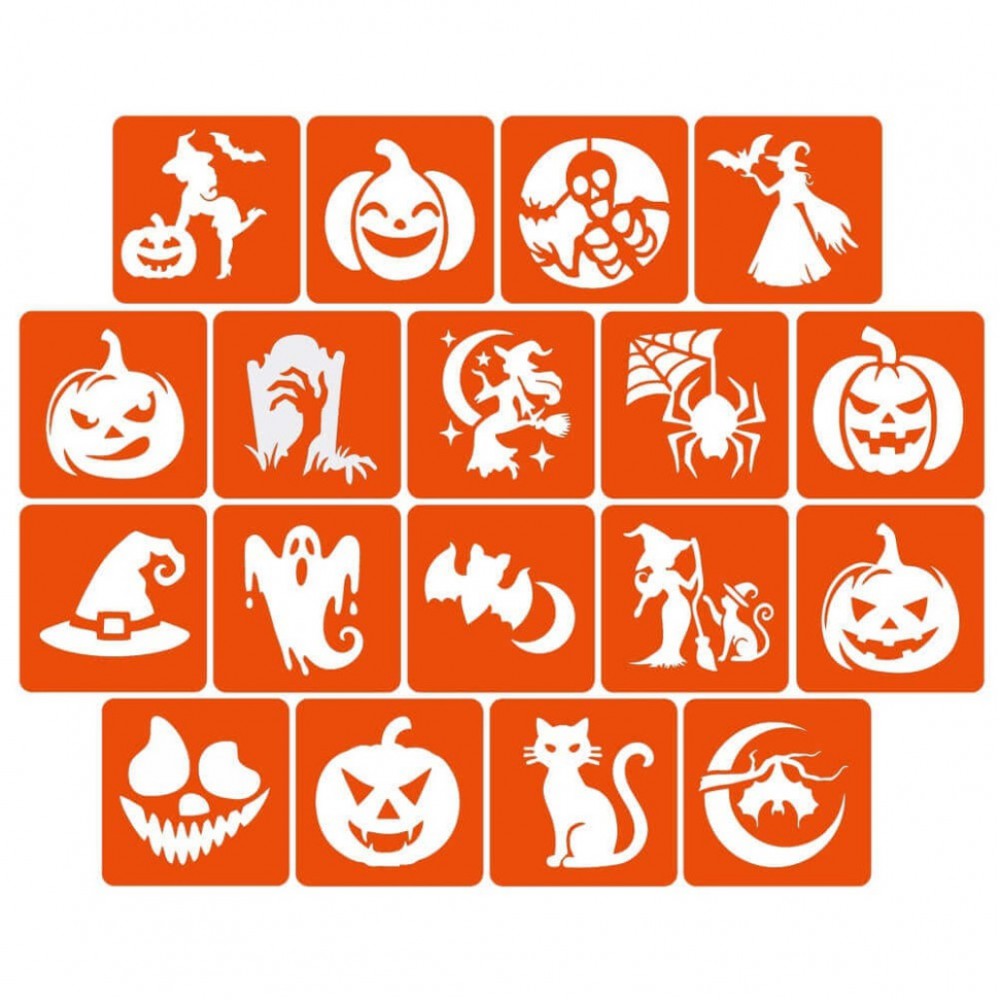 Набір для біо-тату "Хелловін - хна" set-halloween-henna 18 трафаретів 5х5 см