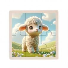 Дитячий дерев'яний пазл-вкладиш "Ягня" MD 1509-17, 6 елементів 9,8 х 9,8 х 0,4 см