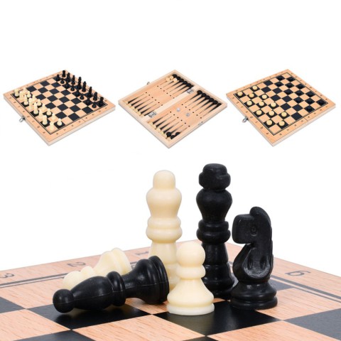 Набір настільних ігор "Шахи 3 в 1" MQ005 дерев'яні