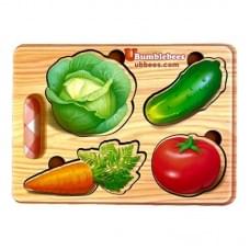 Дерев'яний пазл-вкладиш "Овочі" Ubumblebees (ПСФ122) PSF122 фон із підказкою
