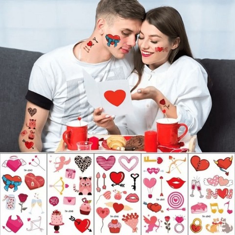 Набір тимчасових тату "Любов № 1" Love-tattoo-mini-set-1-10, 12 х 7 см 10 шт