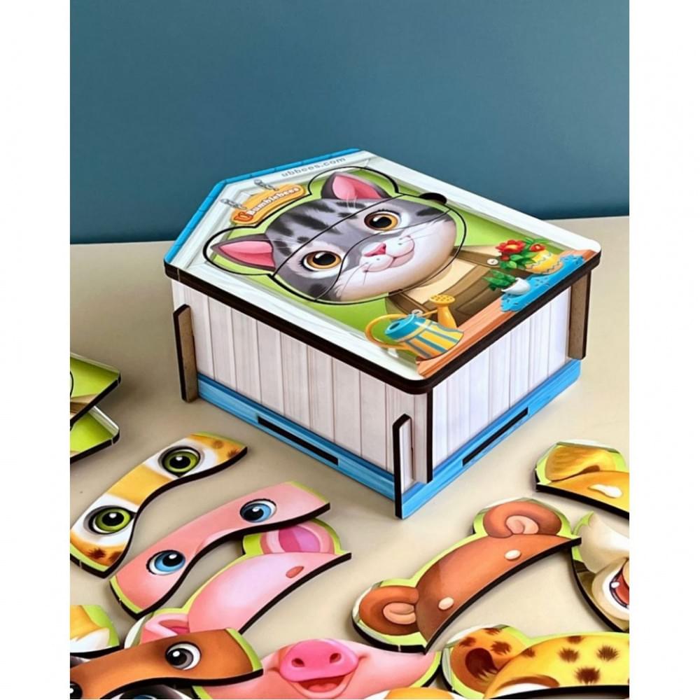 Дерев'яний пазл-вкладиш "Збери тварин" Ubumblebees (ПСФ134) PSF134, 39 деталей