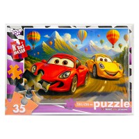 Дитячі м'які пазли "Перегони з тачками" S35-11-04, 35 елементів