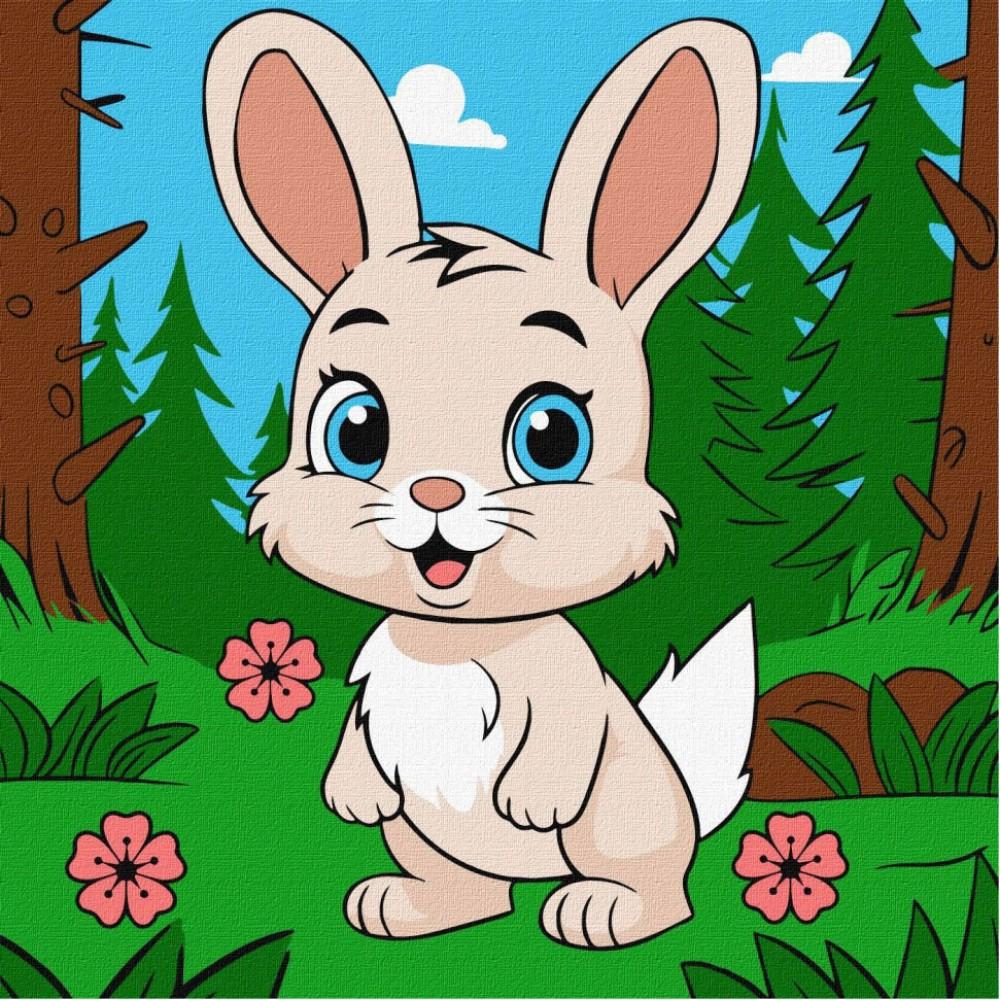 Картина за номерами "Чарівний зайчик" KHO6112 25х25 см