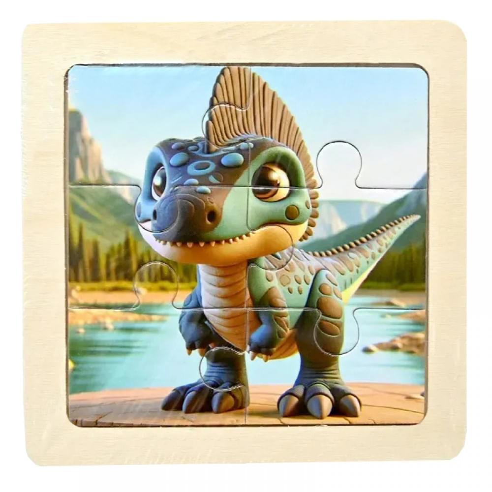 Дитячий дерев'яний пазл-вкладиш "Дилофозавр" MD 1509-16, 6 елементів 9,8 х 9,8 х 0,4 см