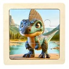 Дитячий дерев'яний пазл-вкладиш "Дилофозавр" MD 1509-16, 6 елементів 9,8 х 9,8 х 0,4 см