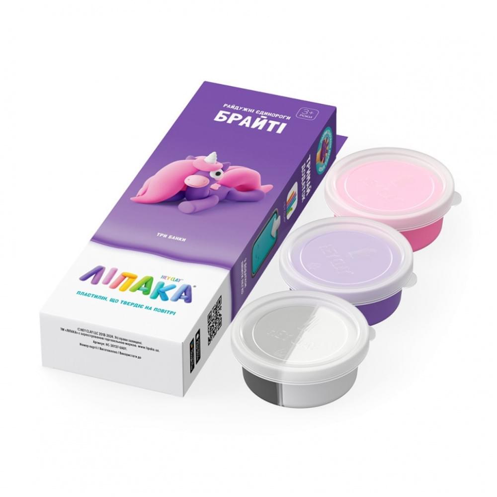 Набір самозатвердіючого пластиліну Райдужні єдинороги Брайті ЛІПАКА 30137-UA01