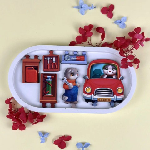 Дерев'яний пазл-вкладиш "Котячий літній будинок" (ПСД272) PSD272