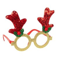 Окуляри новорічні "Оленячі ріжкит" 2519-SP(Red) розмір 13 см