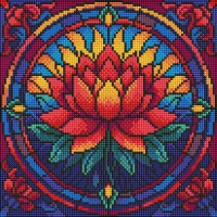 Алмазна мозаїка "Вітраж. Лотос" ©art_selena_ua AMO8330, 30х30 см