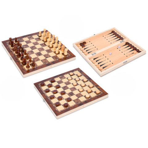 Набір настільних ігор "Шахи, шашки та нарди" 3 в 1 FG240502032L дерев'яні