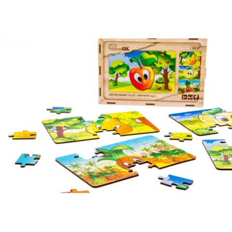 Дитячий дерев'яний Фрукти 4 в 1 Puz-84681, 80 елементів