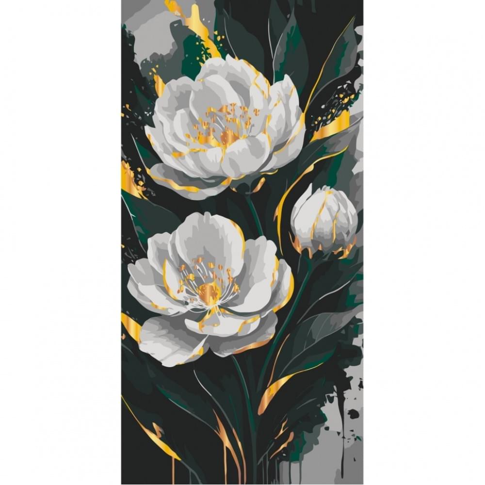 Картина за номерами "Золото півонії" 13159-AC з металізованими фарбами 40х80 см