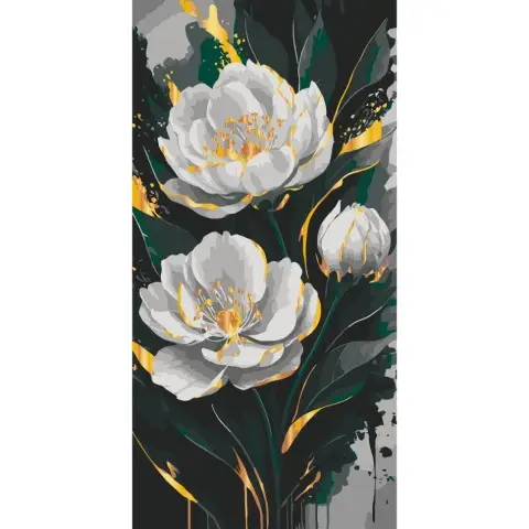 Картина за номерами "Золото півонії" 13159-AC з металізованими фарбами 40х80 см