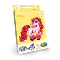 Дитячі розвиваючі пазли "Puzzle For Kids" PFK-05-12, 2 картинки Єдиноріг червоний