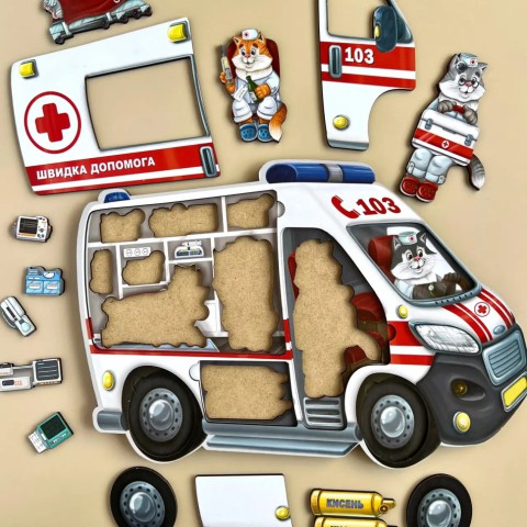 Дерев'яний пазл-сортер "Швидка допомога" Ubumblebees (ПСФ020) PSF020