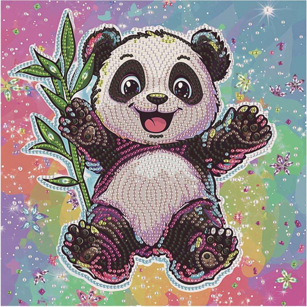 Алмазна мозаїка "Щаслива панда" DBS52208 неповна викладка 25х25 см