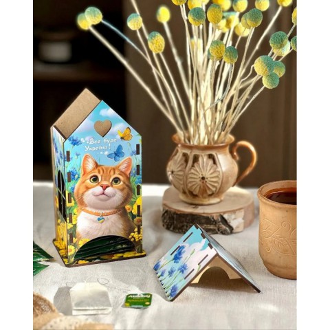 Чайний будиночок "Рудий котик" Ubumblebees (ПСФ156) PSF156 дерев'яний