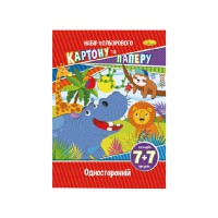 Набір кольорового паперу та картону А-4 НКП-А4-7, 7+7 листів Африка