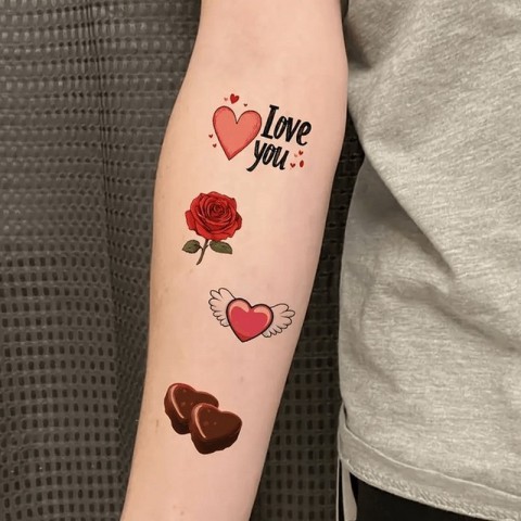 Набір тимчасових тату "Любов № 1" Love-tattoo-mini-set-1-10, 12 х 7 см 10 шт