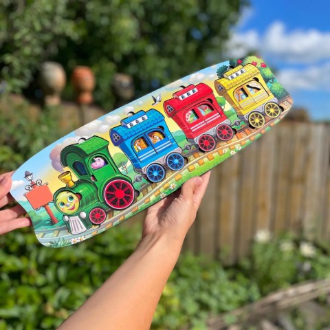 Дерев'яний сортер "Веселий паровозик-3 вагони" Ubumblebees (ПСФ019) PSF019 пазл-вкладиш