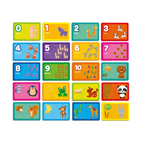 Пазли "Знайди пару. Рахуємо до 10. Хто що їсть" VT5003-01 Укр