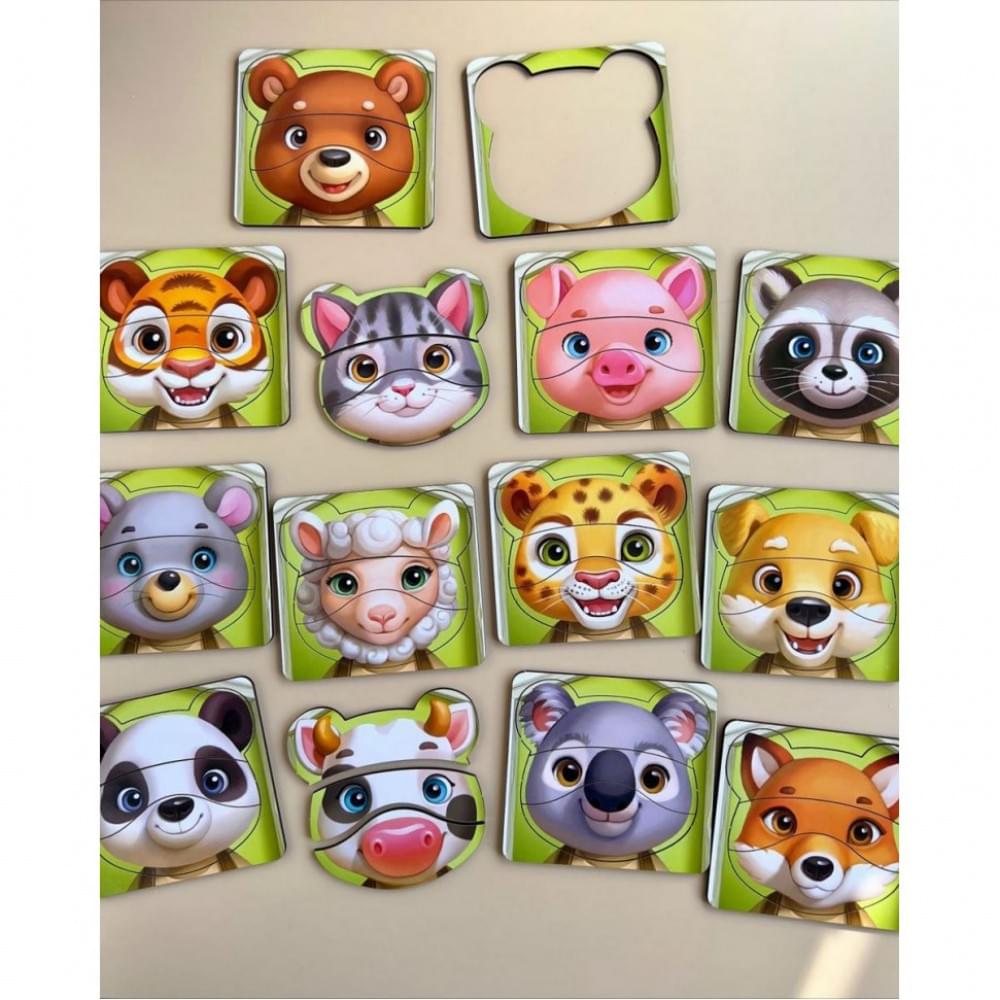 Дерев'яний пазл-вкладиш "Збери тварин" Ubumblebees (ПСФ134) PSF134, 39 деталей