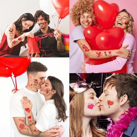 Набір тимчасових тату "Любов № 1" Love-tattoo-mini-set-1-10, 12 х 7 см 10 шт